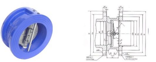 H77X對(duì)夾式雙瓣止回閥結(jié)構(gòu)圖